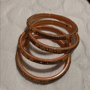 Elegant Gold and Brown Bangle Set